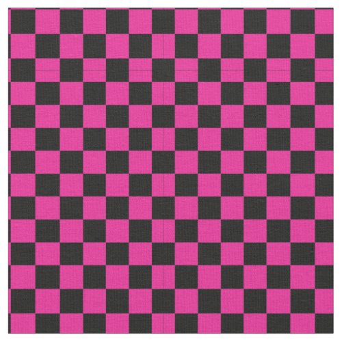 Black  Pink Checker Pattern Fabric