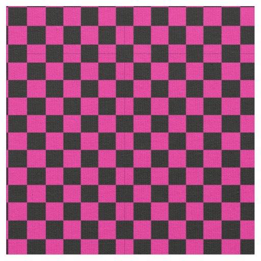 Black & Pink Checker Pattern Fabric