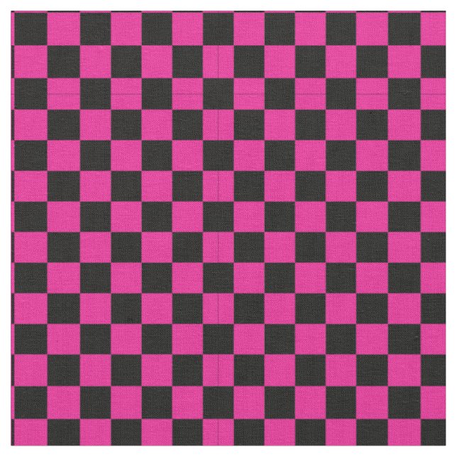 Black & Pink Checker Pattern Fabric (Close Up)