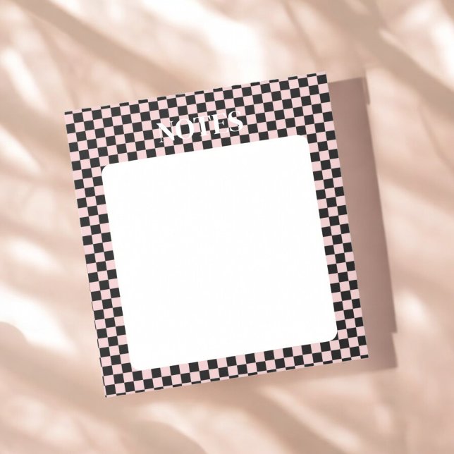 Black & Pink Checkered Bold & Customizable Notepad (Creator Uploaded)