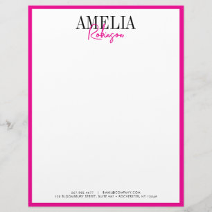 Black Pink Chic Contrast Stylish Letterhead