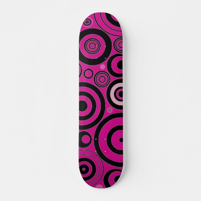 Black & Pink Circles Skateboard Deck (Front)