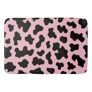 Black & Pink Cow Cowhide Print  Bath Mat