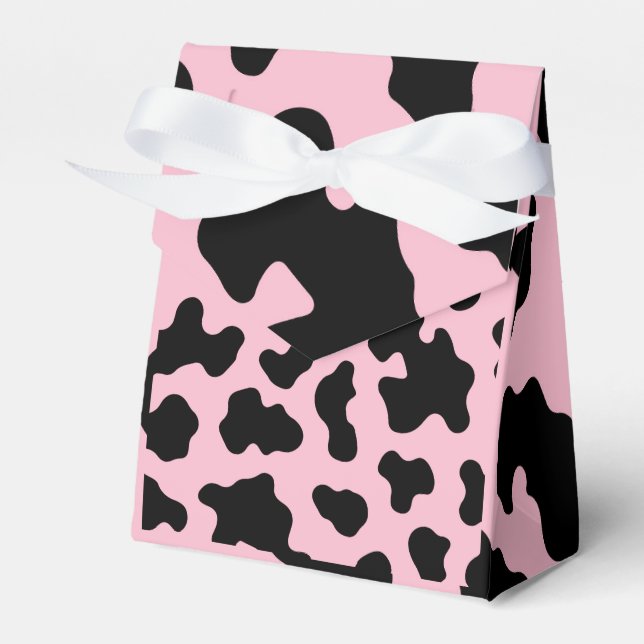 Black & Pink Cow Cowhide Print  Favor Boxes (Front Side)