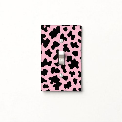 Black  Pink Cow Cowhide Print  Light Switch Cover