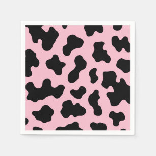Black & Pink Cow Print Birthday Party Napkins