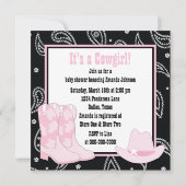 Black Pink Cowgirl Baby Shower Invitations (Back)