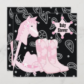Black Pink Cowgirl Baby Shower Invitations (Front/Back)