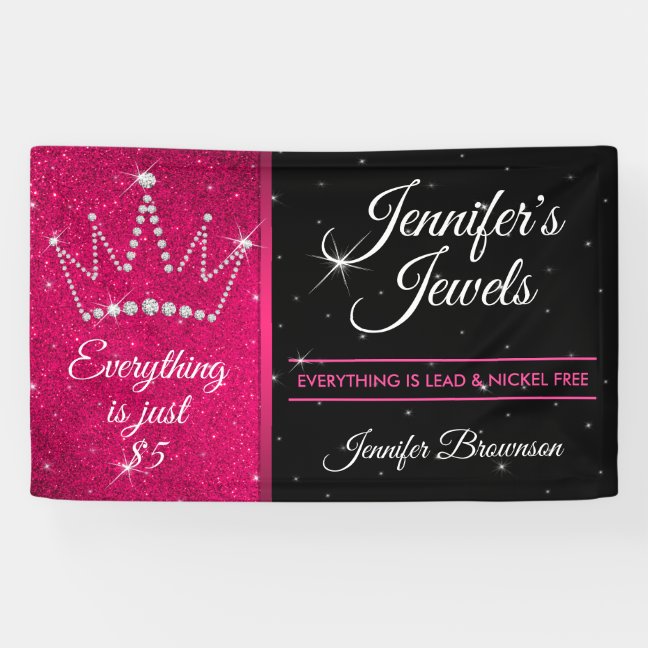 Black Pink Crown Jewelry Consultant retail Banner