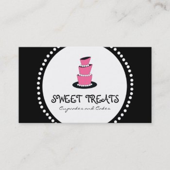 Black Pink Cupcake Cake Bakery Business Cards by CoutureBusiness at Zazzle