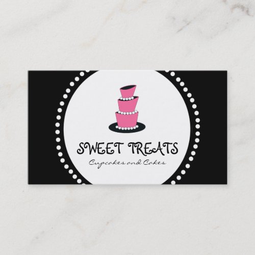 Black Pink Cupcake Cake Bakery Business Cards