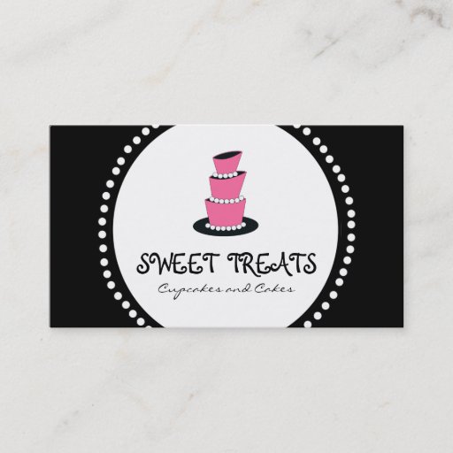 Customizable Black Pink Cupcake Cake Bakery Business Cards