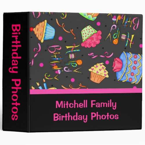 Black Pink Cupcakes Cake Custom Birthday Album Binder