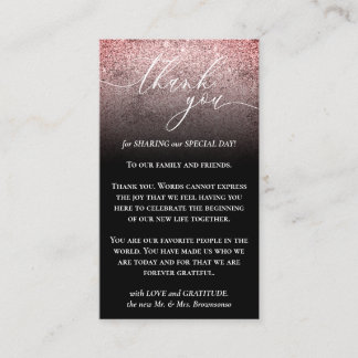 Black Pink Custom Photo Glitz Thank You Enclosure Card