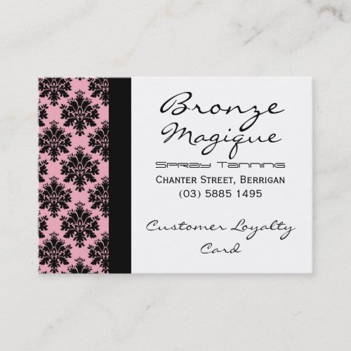 Black Pink Damask Business Customer Loyalty Cards Business Card Template