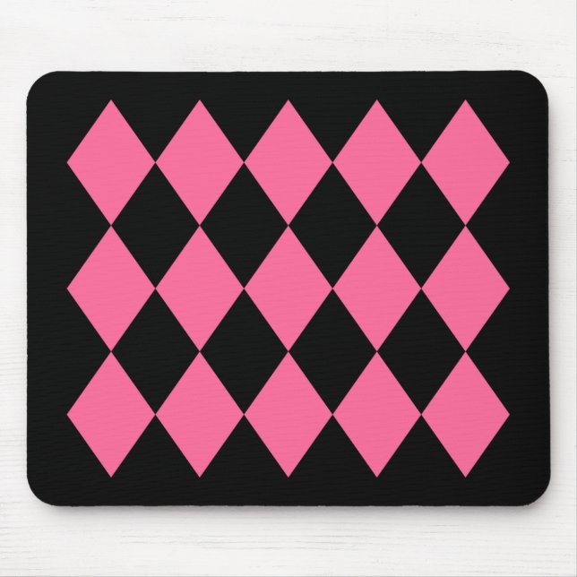 Black & Pink Diamonds Mouse Pad (Front)