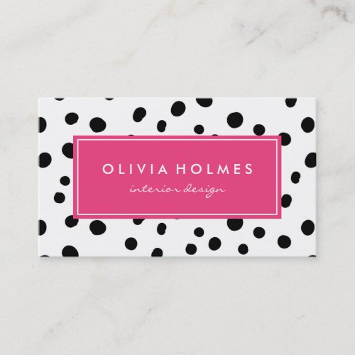 Black  Pink Dot Spot Pattern Business Card