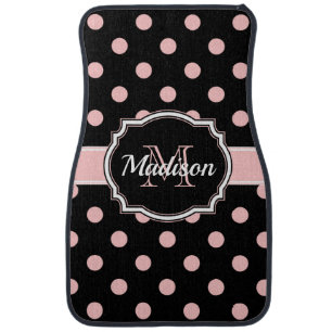Black & Pink Dots Car Floor Mat