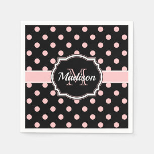 Black & Pink Dots Napkins