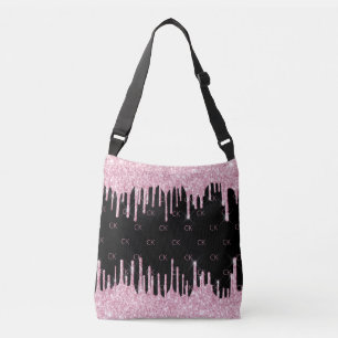 Black pink drips monogram elegant crossbody bag