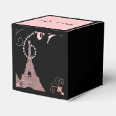 black pink eiffel tower vintage paris wedding favor boxes (Back Side)