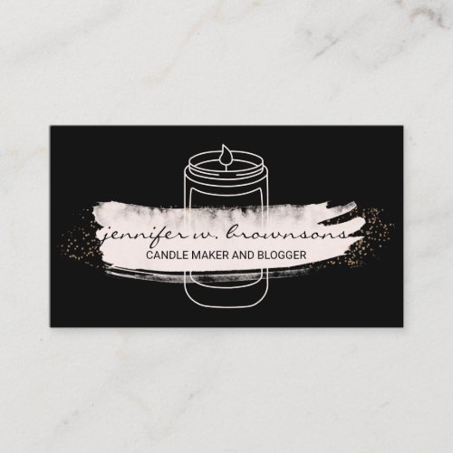 Black Pink elegant simple soy candle Business Card