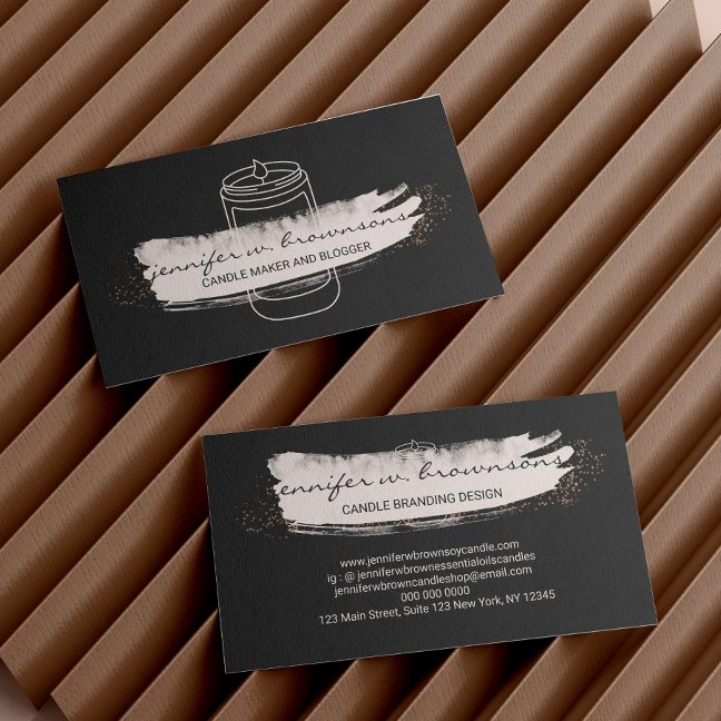 Black Pink elegant simple soy candle Business Card