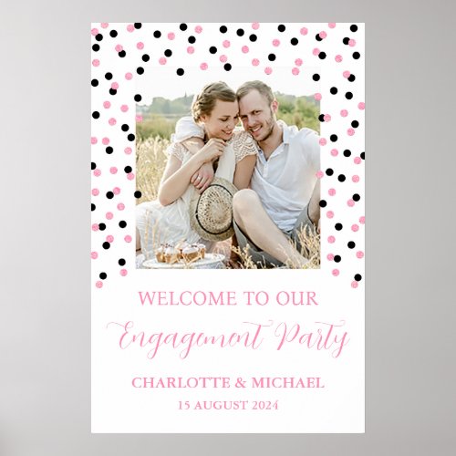 Black Pink Engagement Party 20x30 Poster