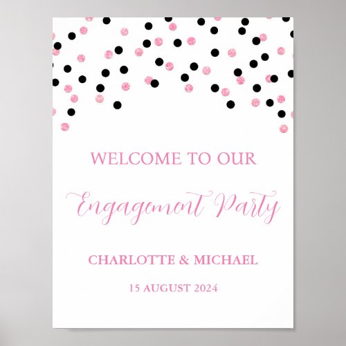 Black Pink Engagement Party 85x11 Poster