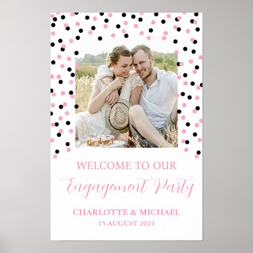 Black Pink Engagement Party Custom 12x18   Poster
