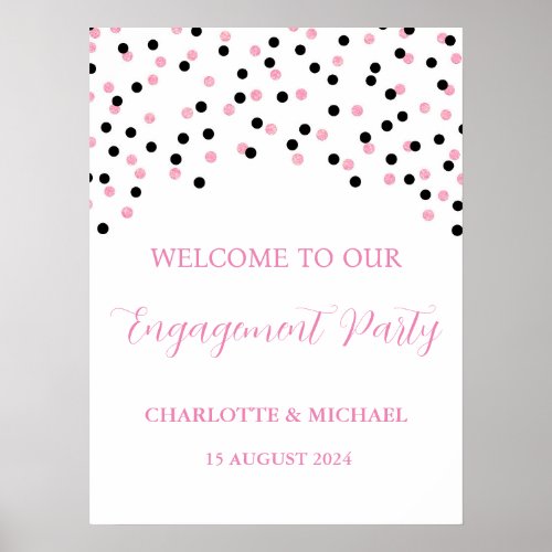 Black Pink Engagement Party Custom 18x24 Poster