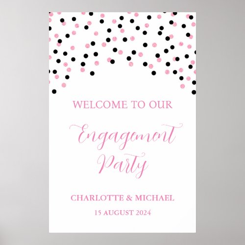 Black Pink Engagement Party Custom 20x30 Poster