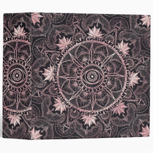 Black Pink Eye Mandala 3 Ring Binder