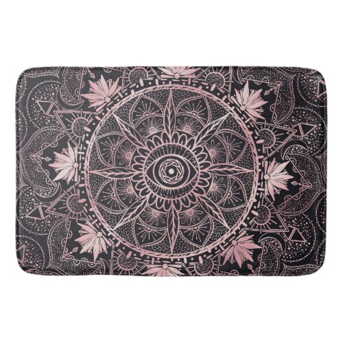 Black Pink Eye Mandala Bath Mat