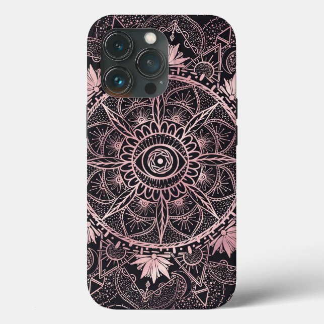 Black Pink Eye Mandala Case-Mate iPhone Case (Back)