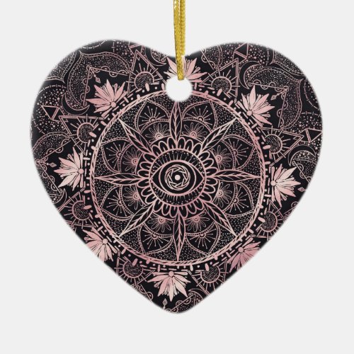 Black Pink Eye Mandala Ceramic Ornament