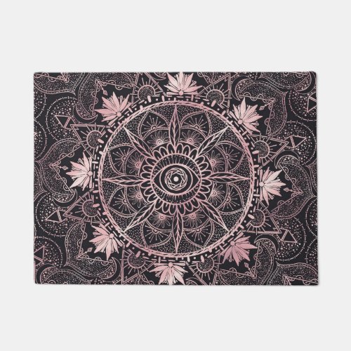 Black Pink Eye Mandala Doormat