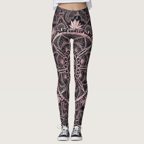 Black Pink Eye Mandala Leggings