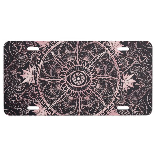 Black Pink Eye Mandala License Plate