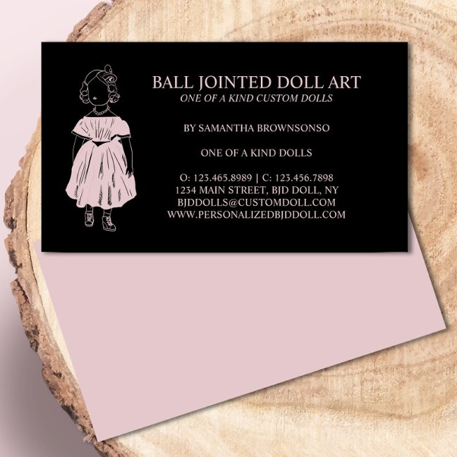 Black Pink Fahion Doll Collector Business Card