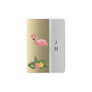 BLACK PINK FAMINGO TROPICAL PASSPORT TRAVEL CUSTOM HOLDER
