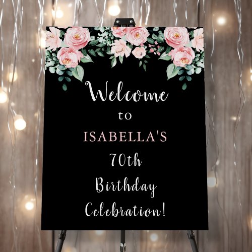 Black  Pink Floral Birthday Welcome Foam Board