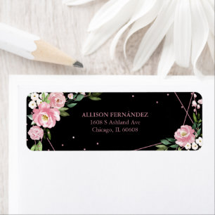 Black Pink Floral Quinceanera Label