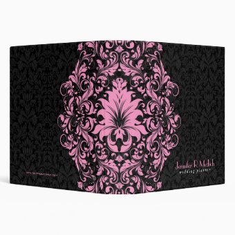 Black &amp; Pink Floral Vintage Damasks 2 3 Ring Binder | Zazzle