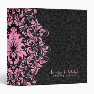 Black & Pink Floral Vintage Damasks 2 3 Ring Binder