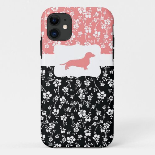 BlackPink Floral wDachshund iPhone 11 Case