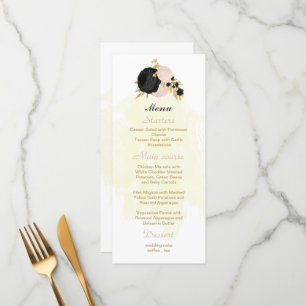 black pink flowers gold botanical wedding menu
