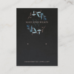 BLACK PINK FOLIAGE MONOGRAM EARRING DISPLAY LOGO BUSINESS CARD