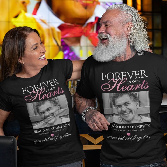 Black Pink Funeral Photo Memorial T-Shirt (Creator Uploaded)