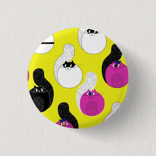 Black Pink Funny Nautical Cats  Button (Front)